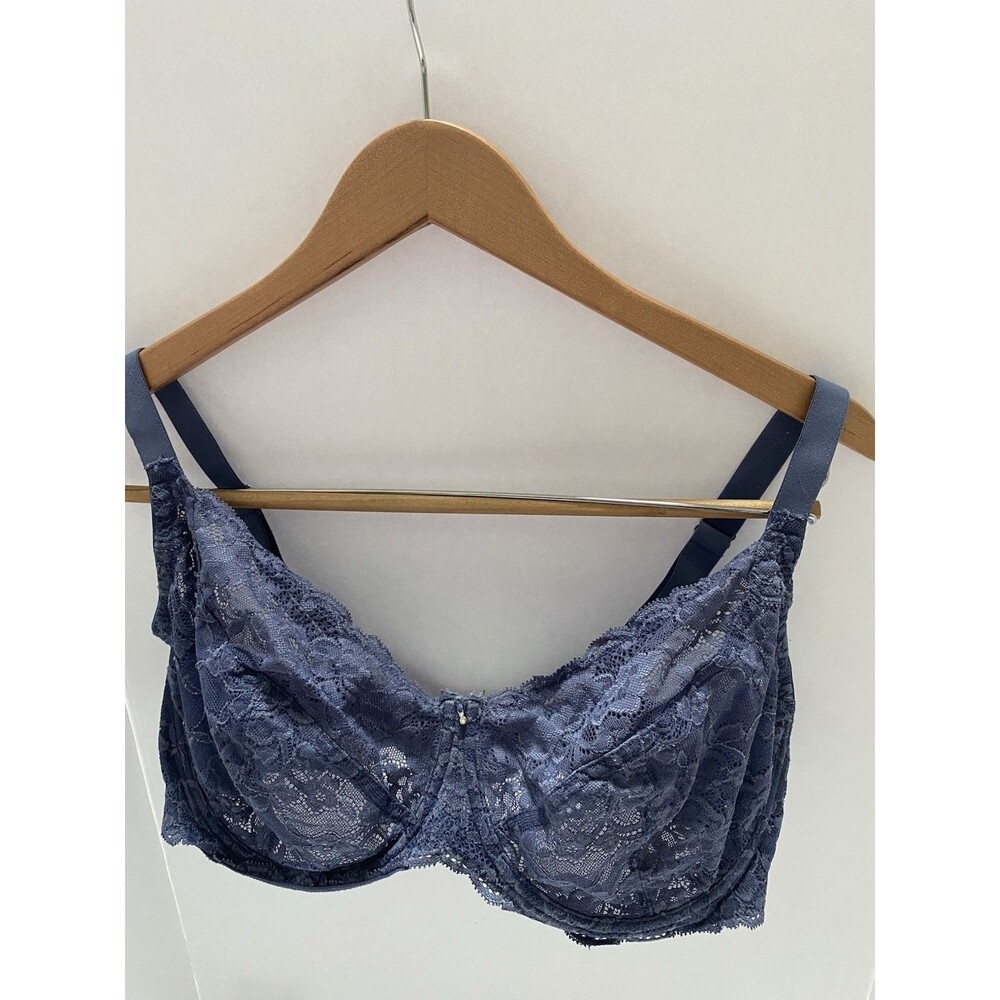 Montelle Intimates Muse Full Cup Lace Bra 40F Blue Unlined Underwire #9324